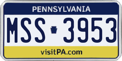 PA license plate MSS3953