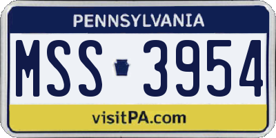 PA license plate MSS3954