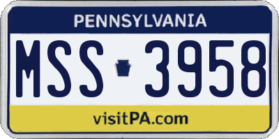 PA license plate MSS3958