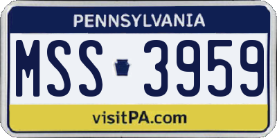 PA license plate MSS3959