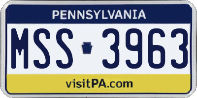 PA license plate MSS3963