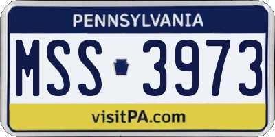 PA license plate MSS3973