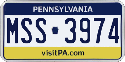 PA license plate MSS3974