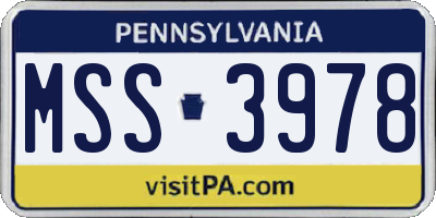 PA license plate MSS3978