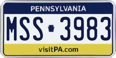 PA license plate MSS3983