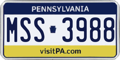 PA license plate MSS3988