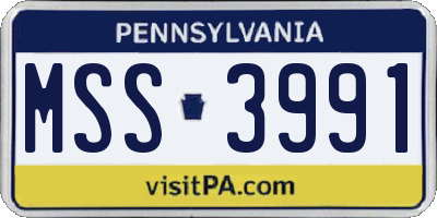 PA license plate MSS3991