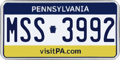 PA license plate MSS3992