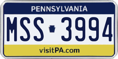 PA license plate MSS3994