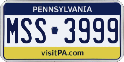 PA license plate MSS3999