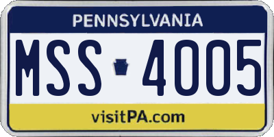 PA license plate MSS4005