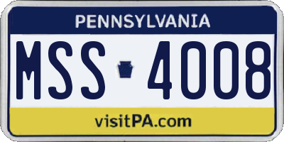 PA license plate MSS4008