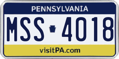 PA license plate MSS4018