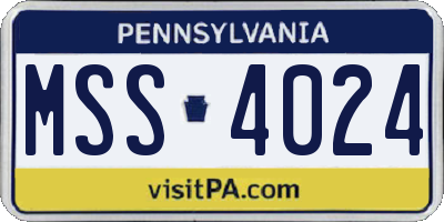 PA license plate MSS4024