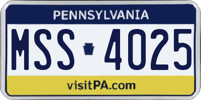 PA license plate MSS4025