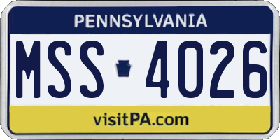 PA license plate MSS4026