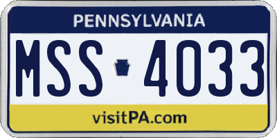 PA license plate MSS4033