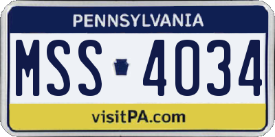 PA license plate MSS4034