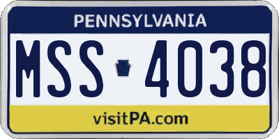 PA license plate MSS4038