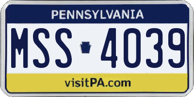 PA license plate MSS4039