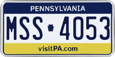 PA license plate MSS4053