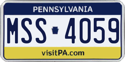 PA license plate MSS4059