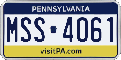 PA license plate MSS4061
