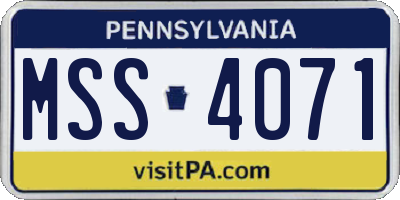 PA license plate MSS4071