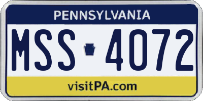 PA license plate MSS4072