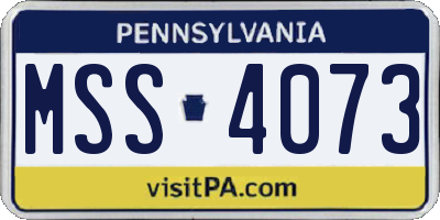 PA license plate MSS4073
