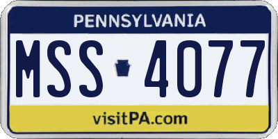PA license plate MSS4077