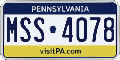 PA license plate MSS4078