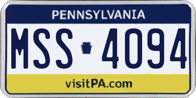 PA license plate MSS4094