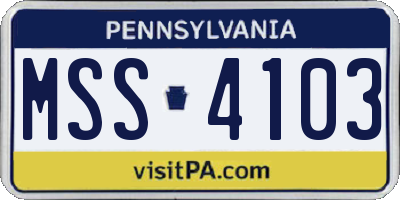 PA license plate MSS4103