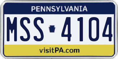 PA license plate MSS4104