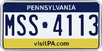 PA license plate MSS4113