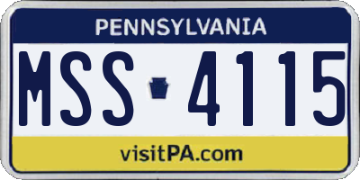PA license plate MSS4115