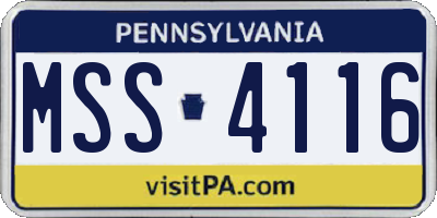 PA license plate MSS4116