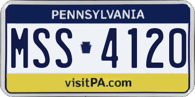 PA license plate MSS4120