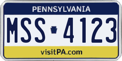 PA license plate MSS4123