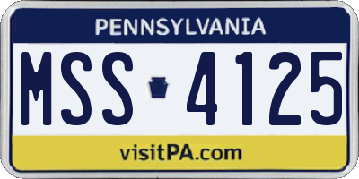 PA license plate MSS4125