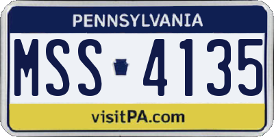 PA license plate MSS4135