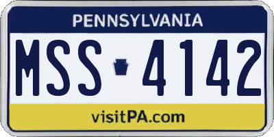 PA license plate MSS4142