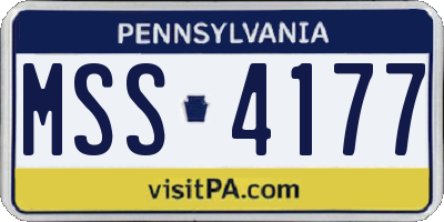 PA license plate MSS4177
