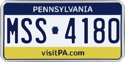 PA license plate MSS4180