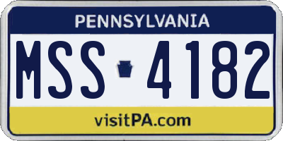 PA license plate MSS4182