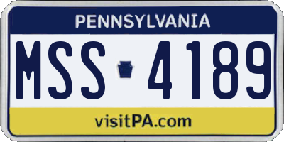 PA license plate MSS4189