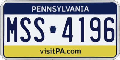 PA license plate MSS4196