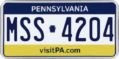 PA license plate MSS4204