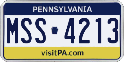 PA license plate MSS4213